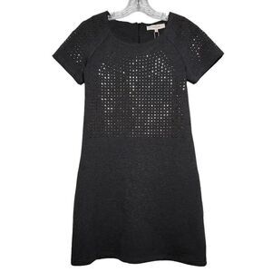 Derhy Gray Rhinestone Embellished Mini Dress Size Small